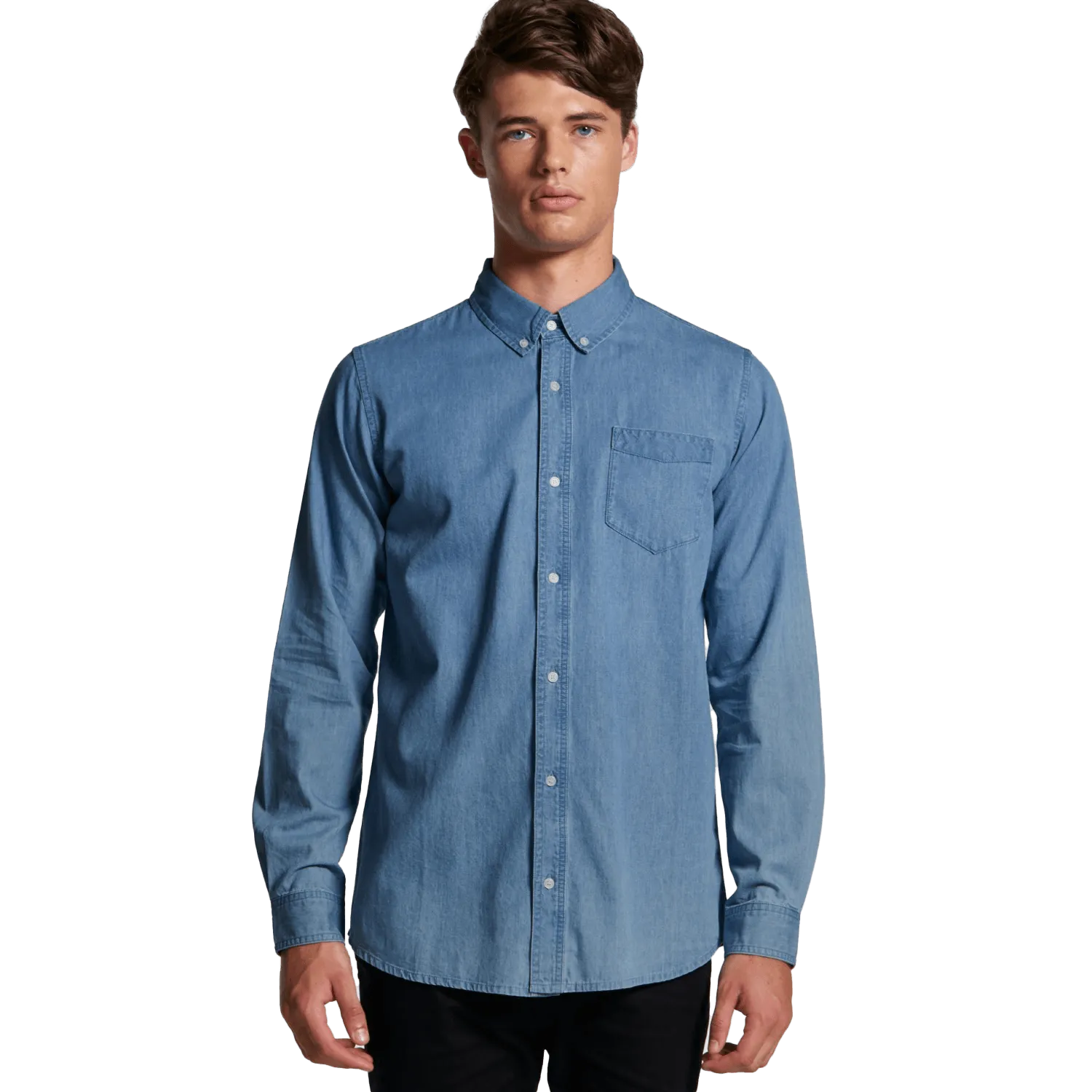 Mens Blue Denim Shirt Model image