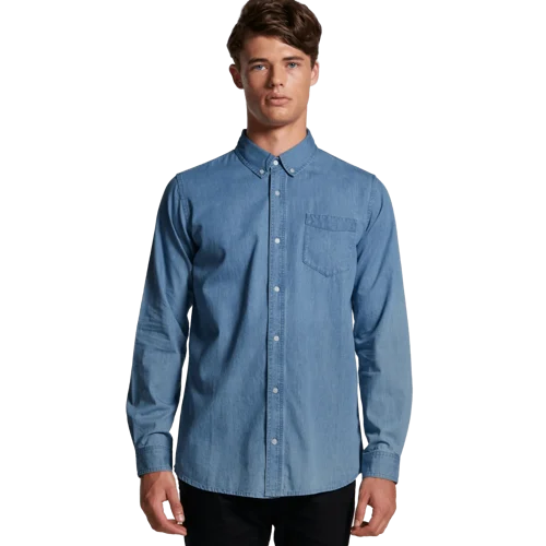 Mens Blue Denim Shirt Model image