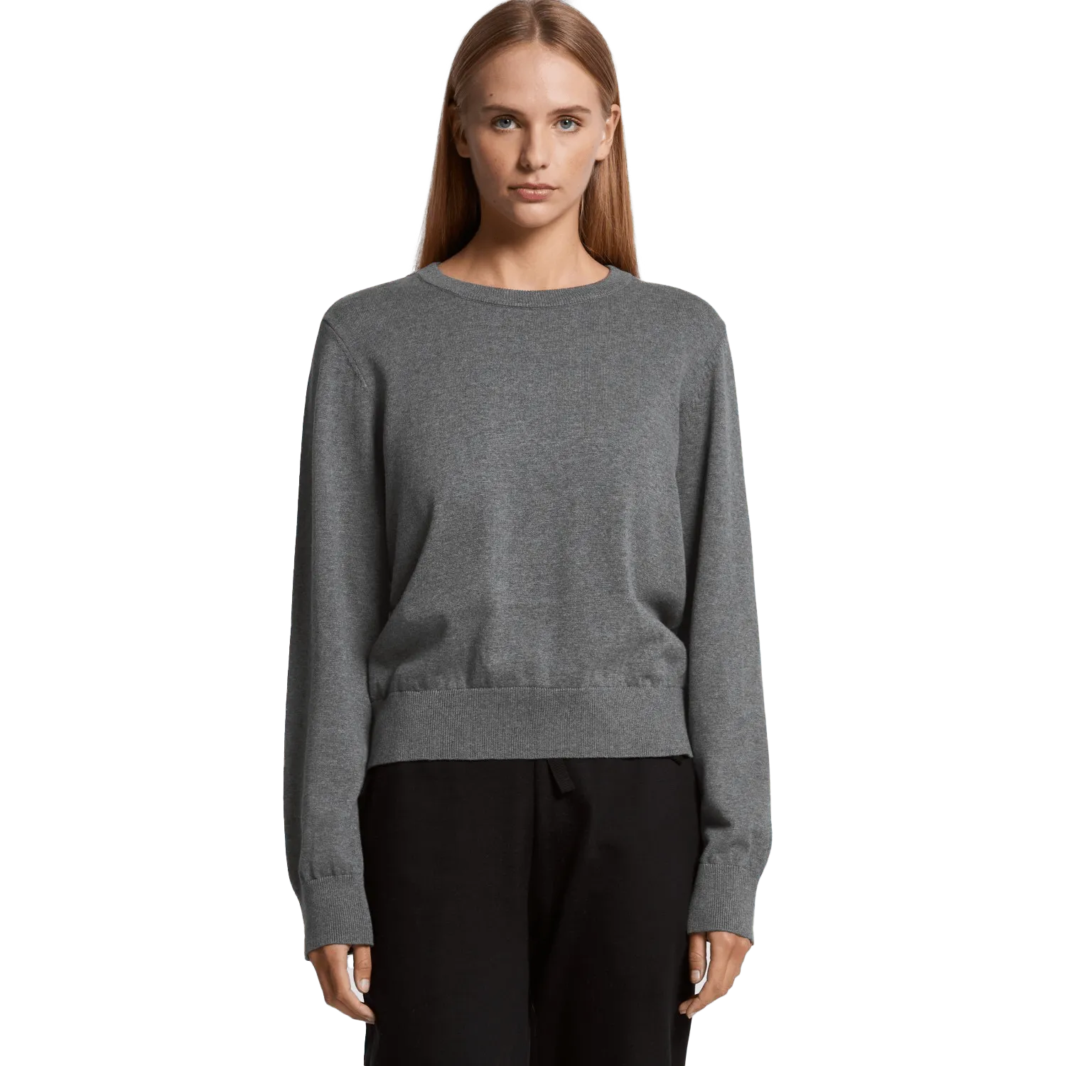 Womens Knit Crew Sweatshirt Model image