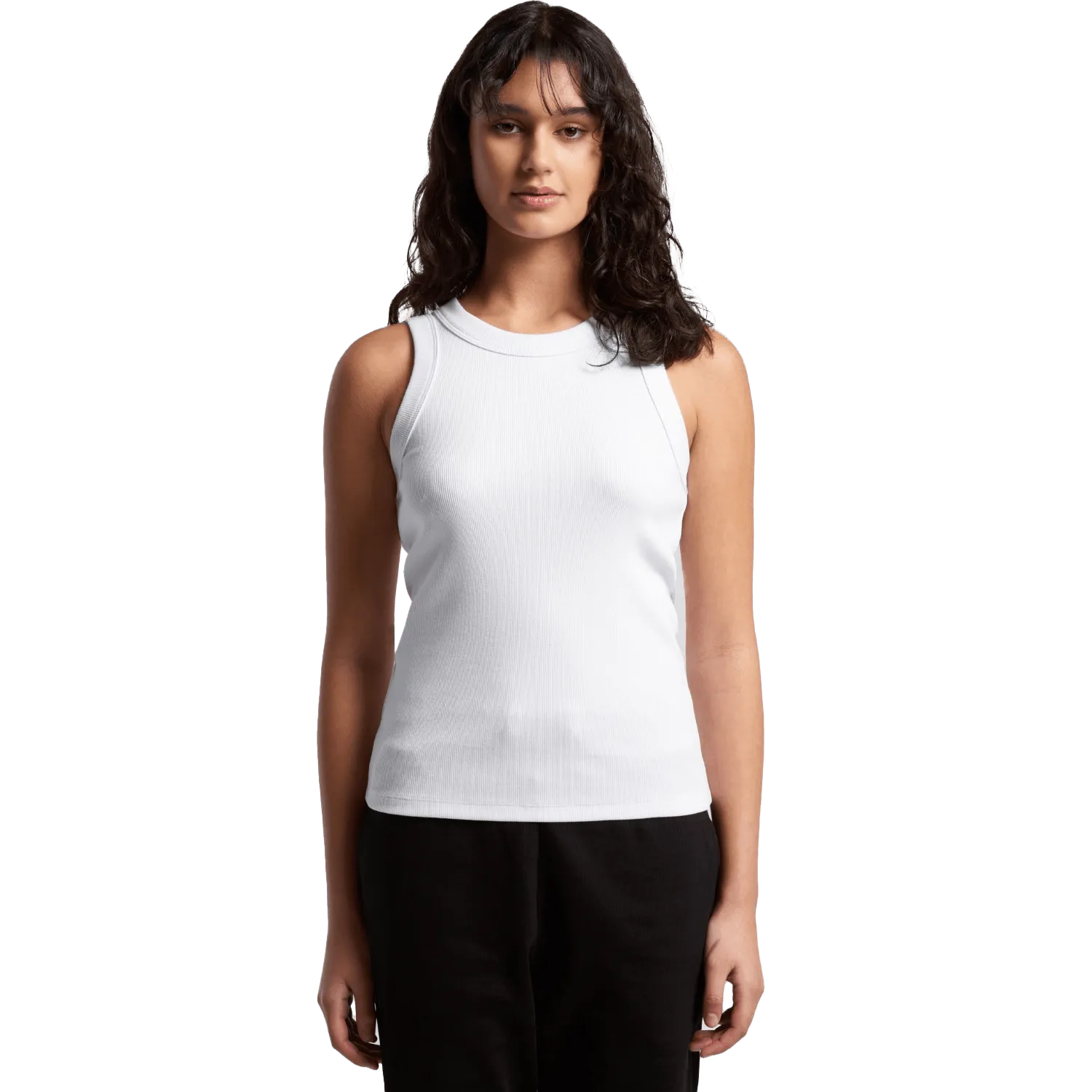Womens Organic Rib Tank Model image