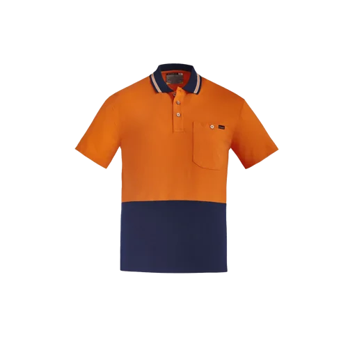 Mens Hi Vis Cotton Short Sleeve Polo Model image