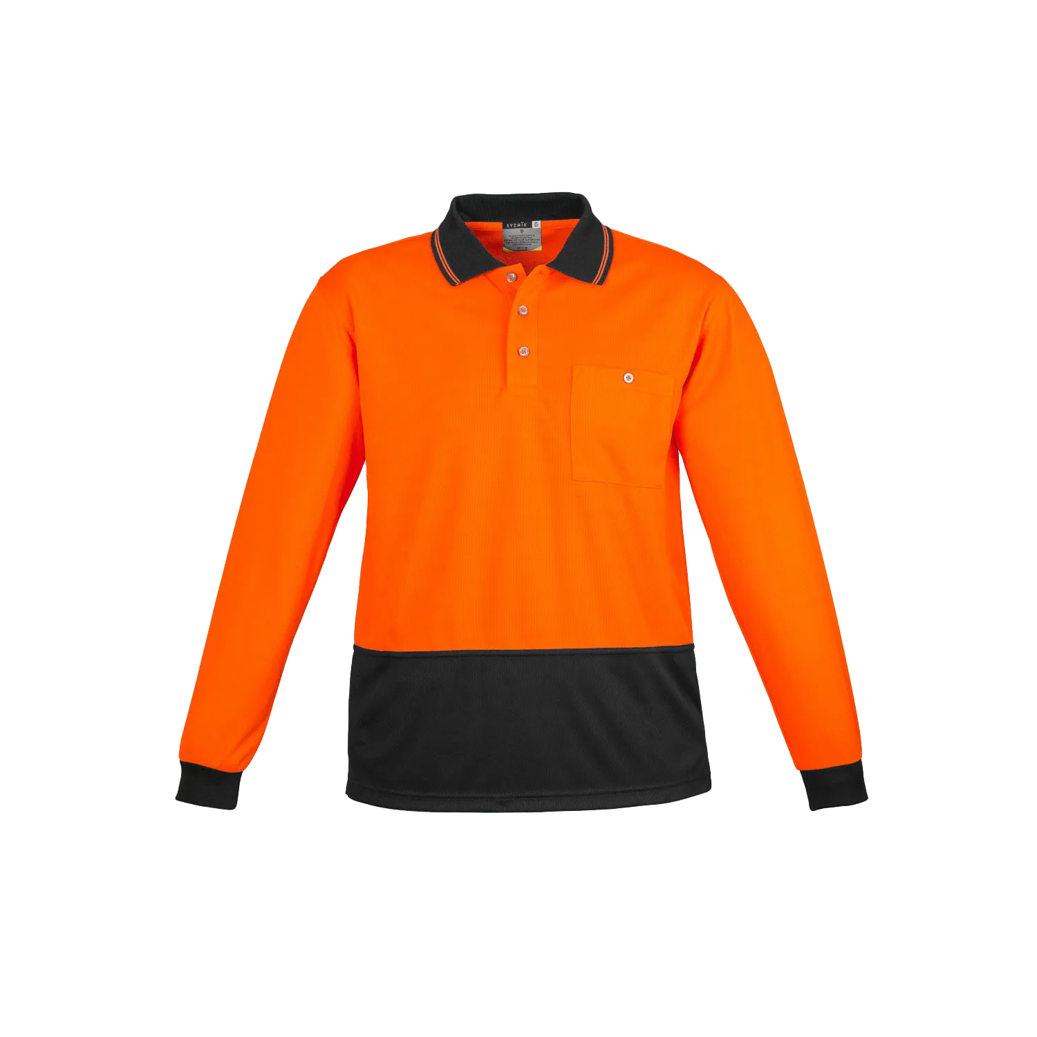 Unisex Hi Vis Basic Spliced Long Sleeve Polo Model image