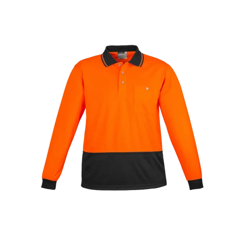 Unisex Hi Vis Basic Spliced Long Sleeve Polo Model image