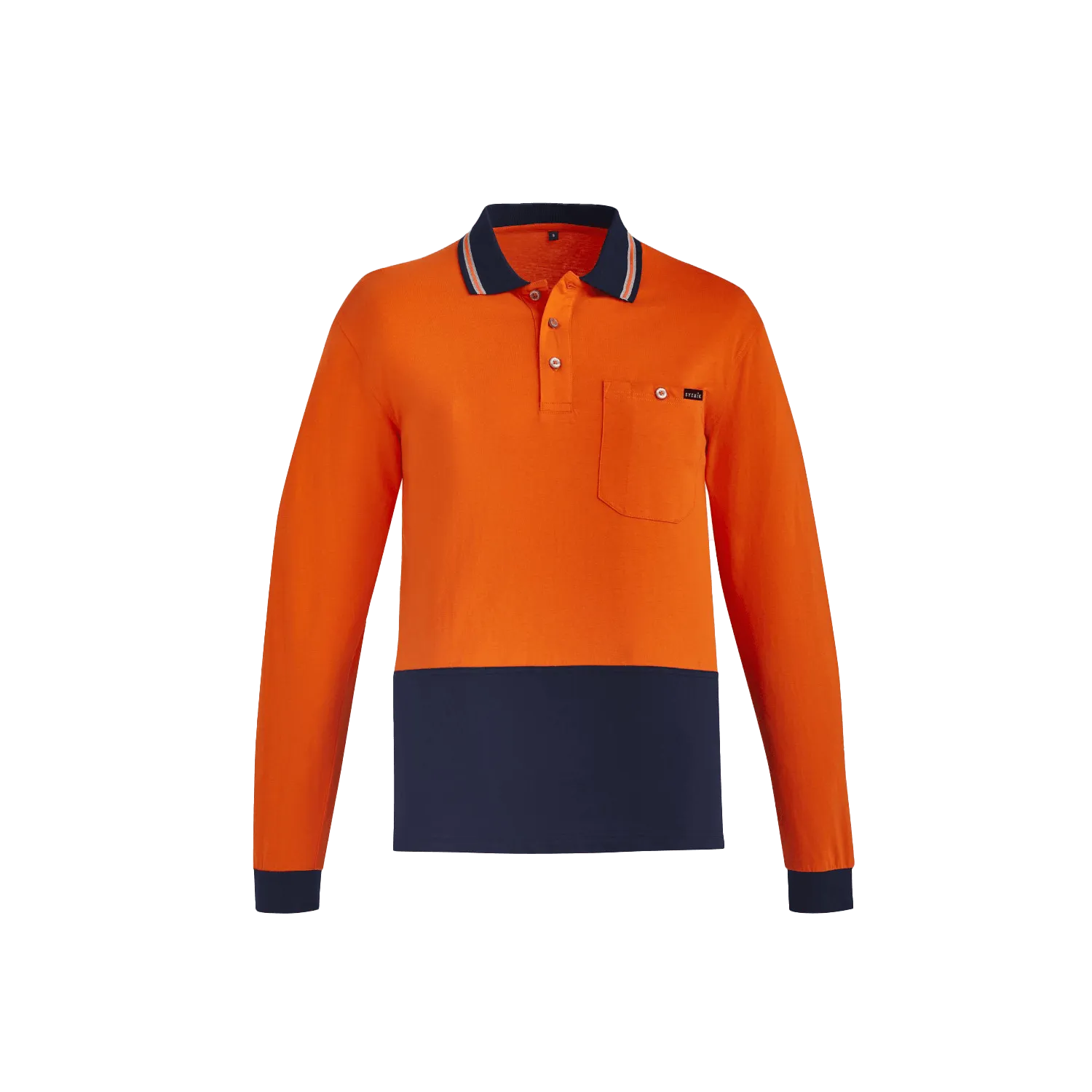 Mens Hi Vis Cotton Long Sleeve Polo Model image