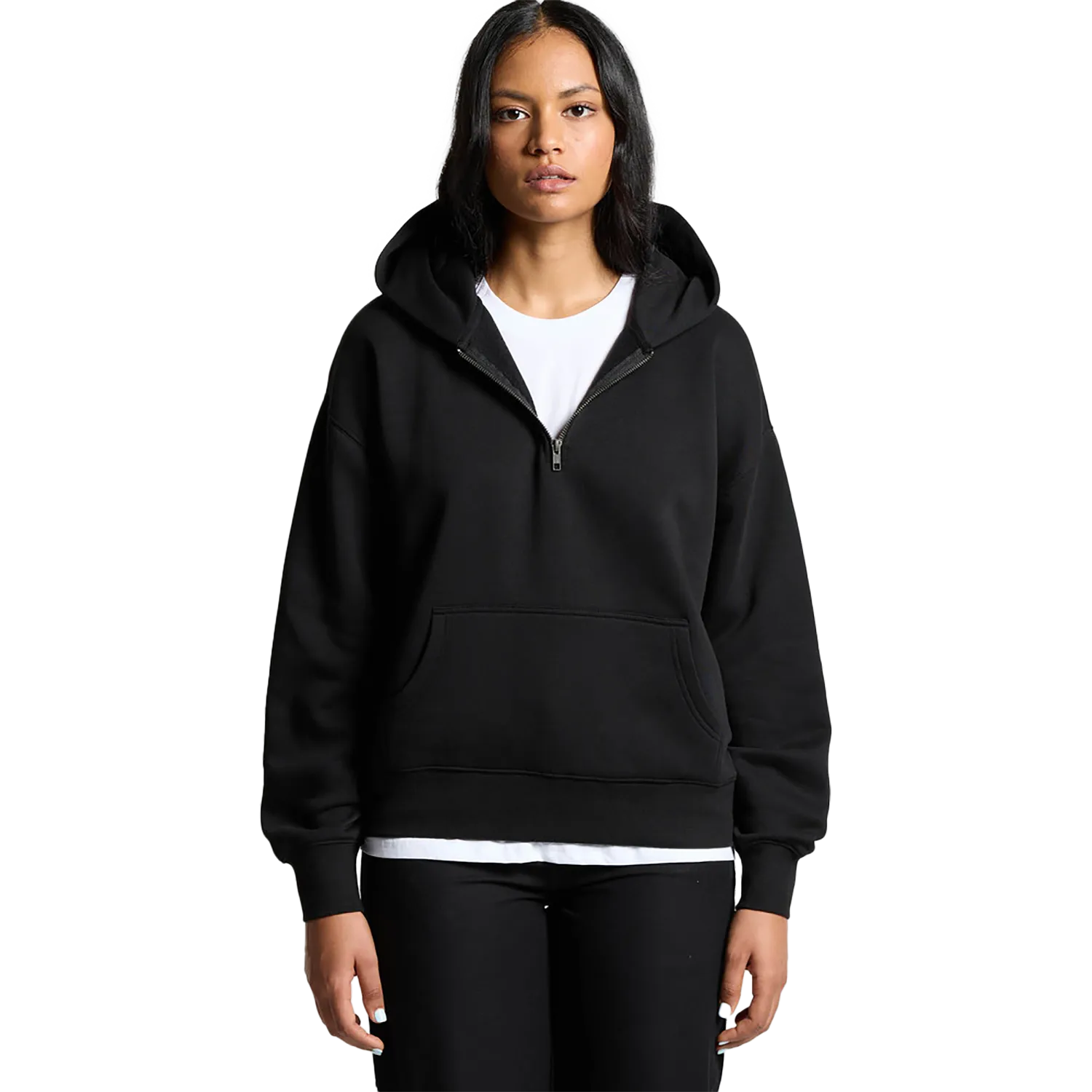 Womens Relax Half Zip Hood Model image
