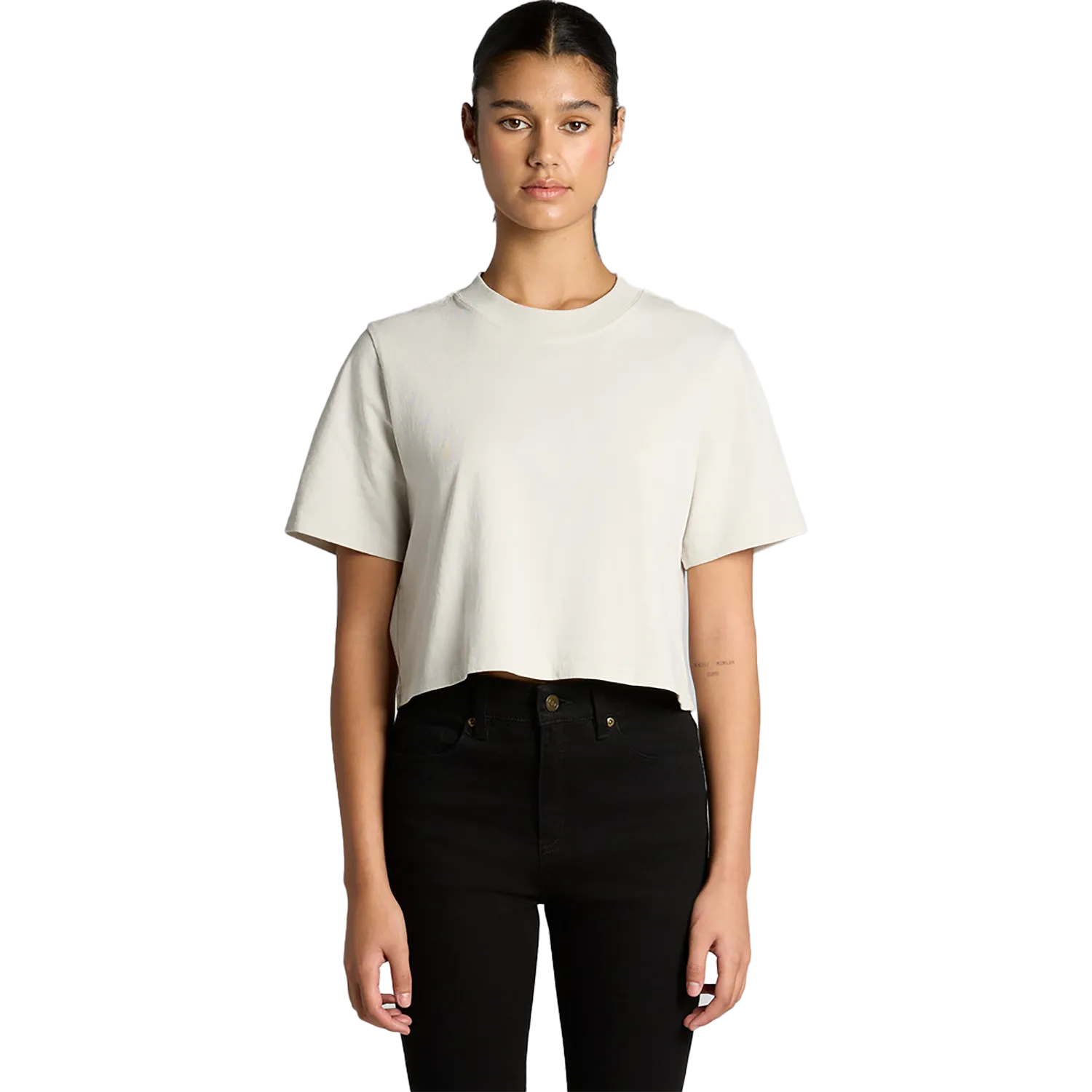 Womens Heavy Faded Crop Tee Model image