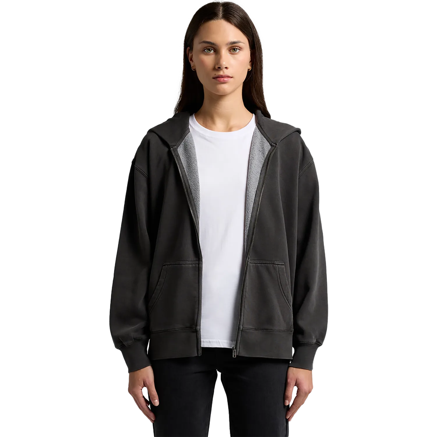 Womens Relax Faded Zip Hood Model image