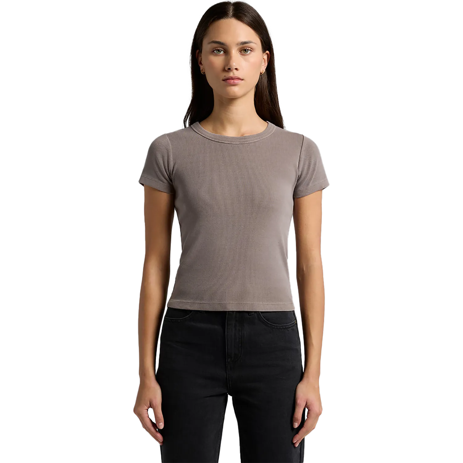Womens Faded Organic Rib Tee Model image