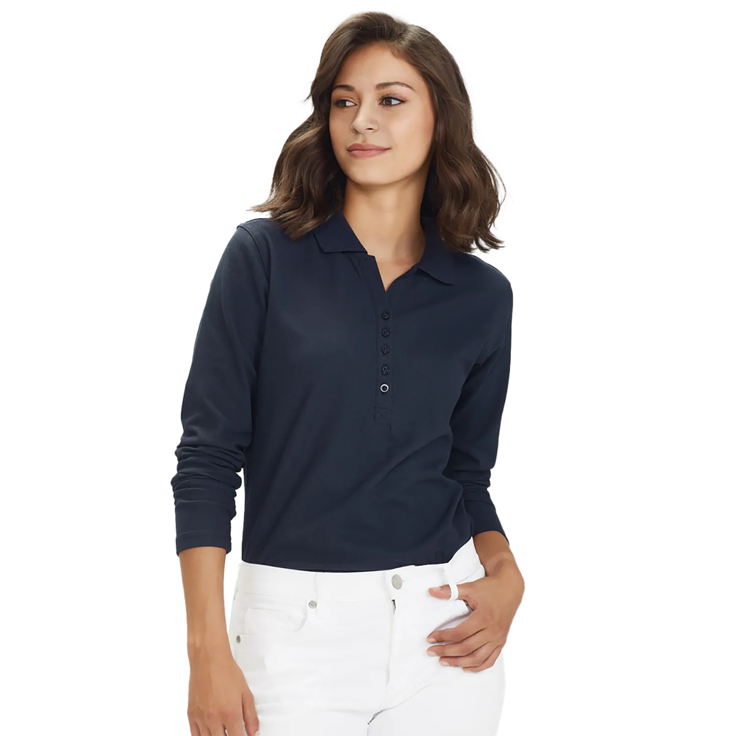 Womens Crew Long Sleeve Polo Model image