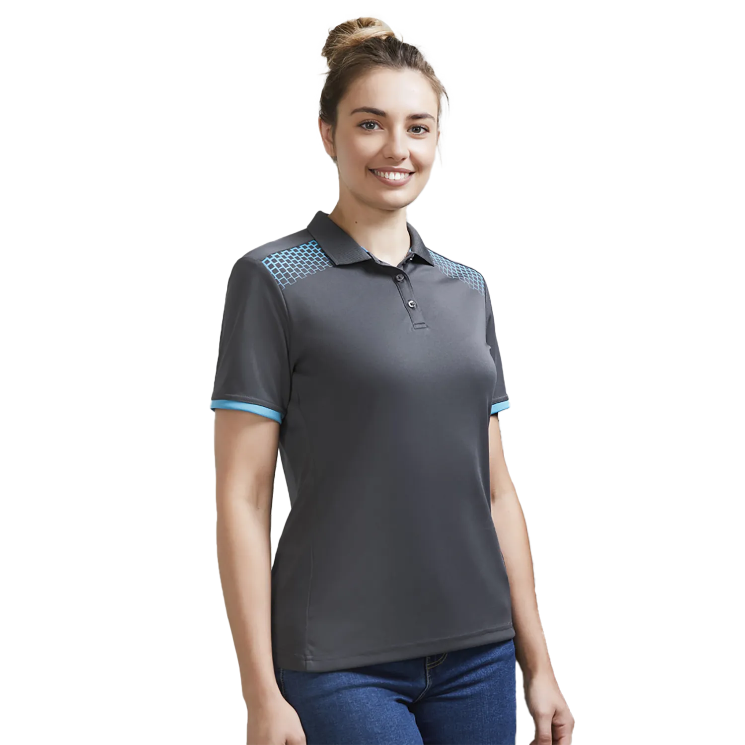 Womens Galaxy Short Sleeve Polo Model image