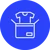 A blue circle with a white t-shirt graphic coming out of a box represents a print-on-demand service.