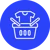 A blue circle with a white t-shirt graphic coming out of a shopping basket represents a same-day service.