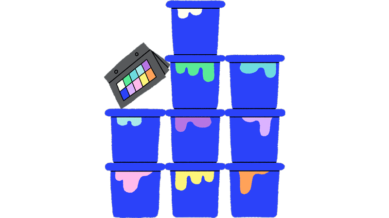 An animation of paint buckets.